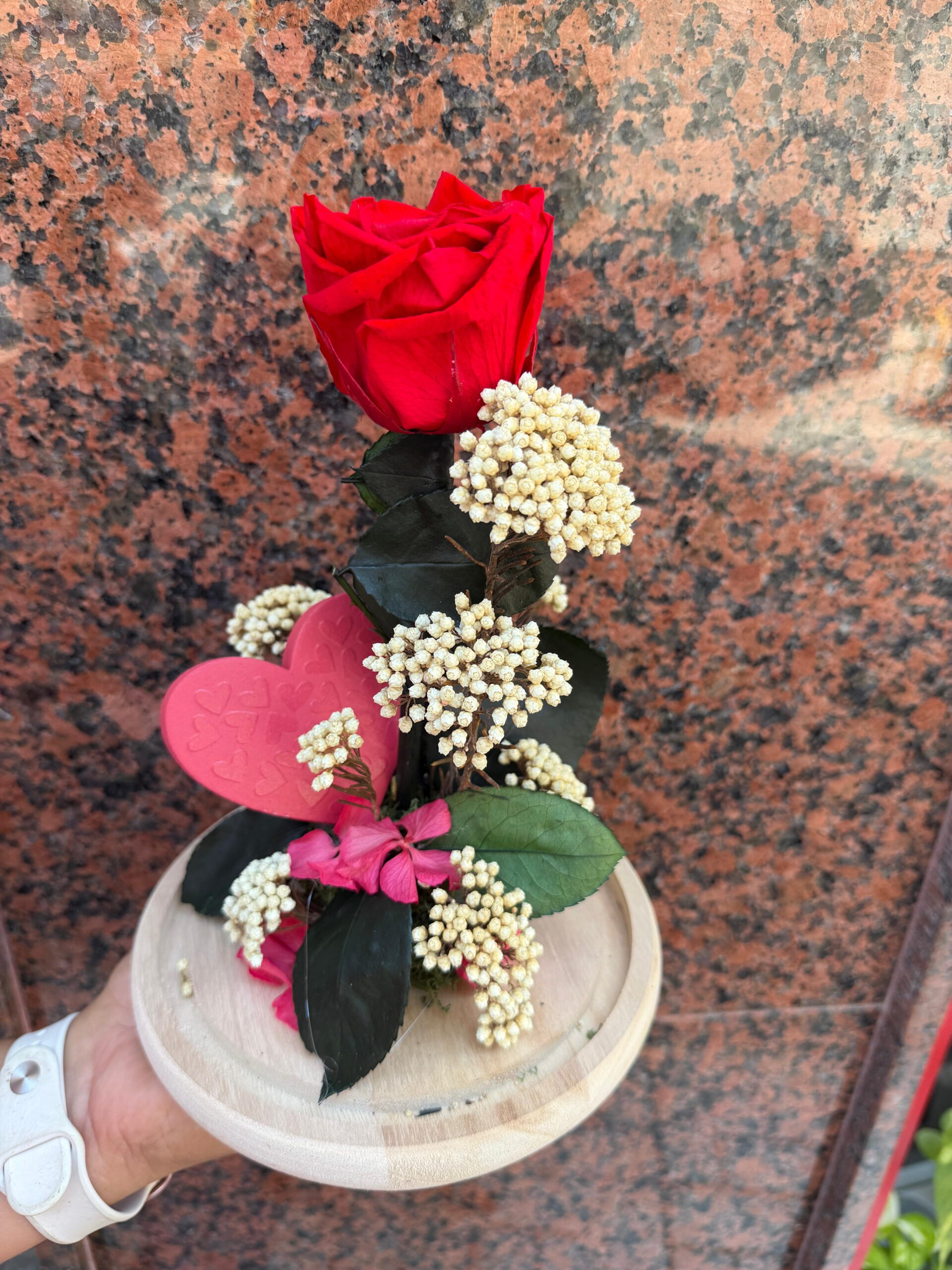 Cúpula Rosa Roja Preservada - Imagen 2